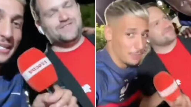Sébastien Tarrago de L’Equipe se fait malmener par des supporters des Bleus - Source : montage, Instagram