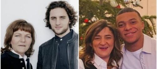 Véronique Rabiot et Fayza Mbappé aux cotés de leurs fils. Source: Twitter Mbappé, Instagram Rabiot