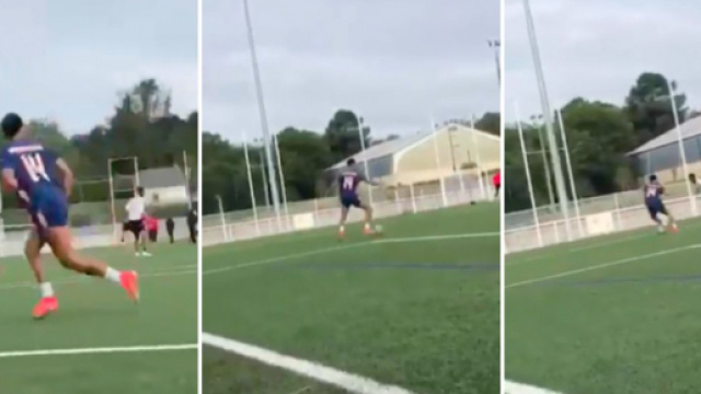 Aubameyang dans un match de football amateur - Source : photos captures d'&eacute;cran vid&eacute;o Twitter