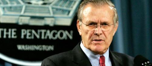 Former Defense Secretary Donald Rumsfeld, who oversaw Iraq war ... - Image via cnbc/Youtube)