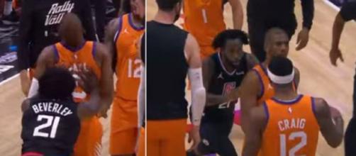 Lors de la rencontre NBA entre les Los Angeles Clippers et les Phoenix Suns, Patrick Beverley a complètement craqué - Source : capture Youtube)