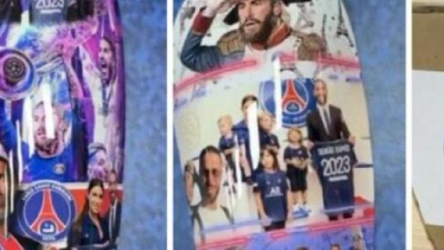 Sergio Ramos a présenté ses protège-tibias aux couleurs du Paris Saint-Germain (Credit Instagram)
