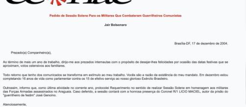 Pesquisadora encontra carta de Bolsonaro publicada em sites neonazistas (Reprodução)