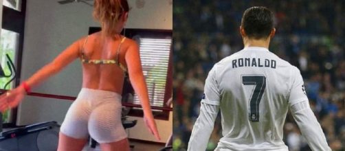 Le geste 'à la Cristiano Ronaldo' de la femme de Messi - Source : captures d'écran Youtube, Instagram