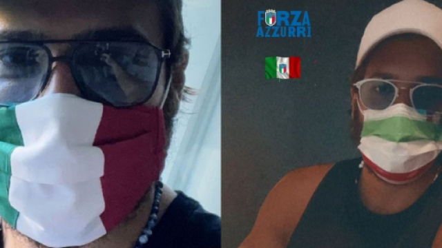 Can Yaman rimedia alla gaffe della scorsa partita e tifa Italia con la mascherina giusta