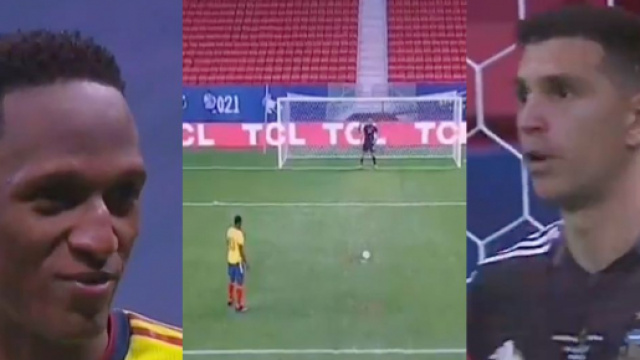 Emiliano est rentré dans la tête de Mina. (crédit montage Colombie vs Argentine)