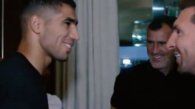 Messi et Hakimi nouveaux partenaires au PSG. (crédit Twitter)