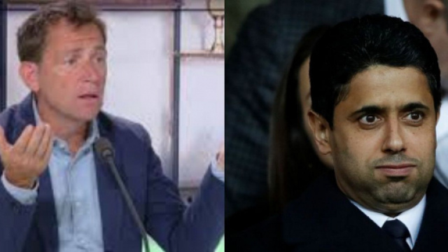 Daniel Riolo dézingue Nasser Al-Khelaïfi et le PSG (montage photo et capture Youtube)