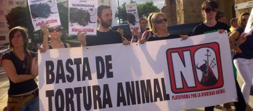 Activistas reclaman la abolición de fiestas taurinas en España (fuente Wikipedia commons)