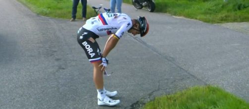 Peter Sagan dopo la caduta al Benelux Tour.