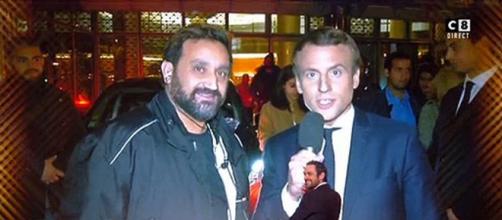 Emmanuel Macron grimé par Michel-Ange Flori et le présentateur de TPMP Cyril Hanouna. Source : Capture d’écran C8.