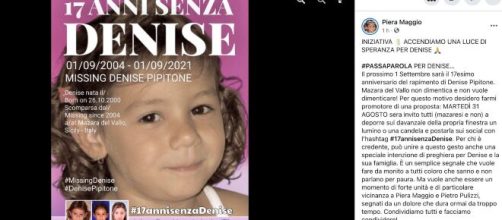 Candele alle finestre per ricordare Denise Pipitone a 17 anni dalla scomparsa.