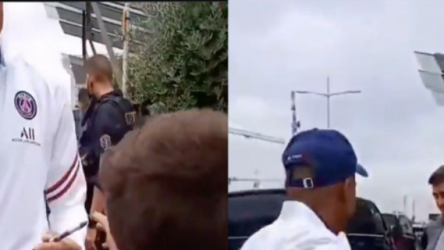 Mbappé interpellé par un jeune fan du PSG. (crédit Twitter)