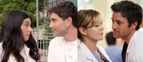 Un posto al sole, Rossella (Giogia Gianetiempo) e Riccardo Crovi (Mauro Racanati) affiancati a Meredith e Derek di Grey's Anatomy.