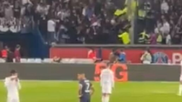 Une bagarre a éclaté en tribunes entre supporters parisiens et lyonnais (capture YouTube)