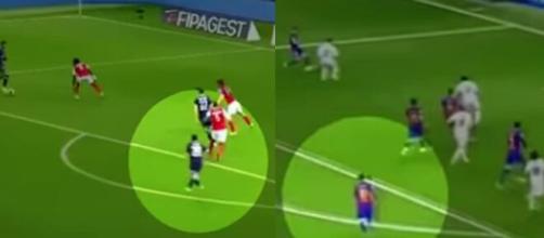 L'incroyable action 'copier-coller' de Messi à deux ans et demi d'intervalle (captures YouTube)