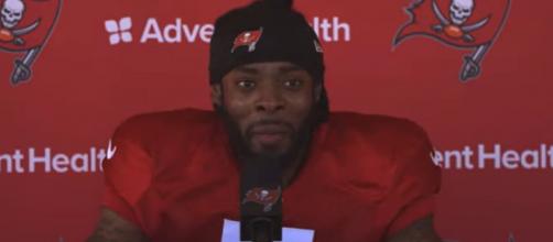 Sherman was recruited by Brady to the Bucs (Image source: Tampa Bay Buccaneers/YouTube)