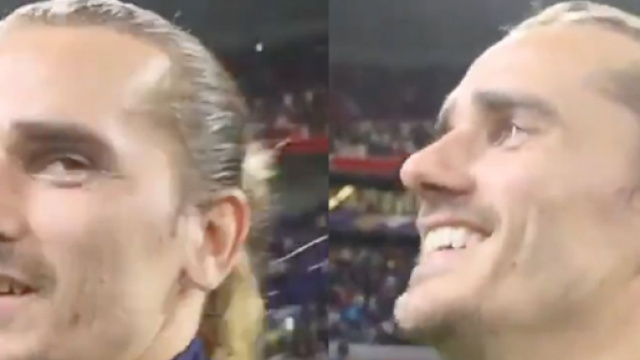 Griezmann content après son doublé face à la Finlande. (crédit Twitter)