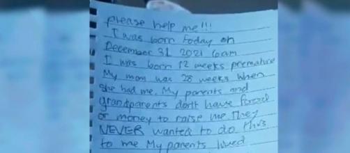 La carta junto al bebé abandonado es desgarradora (Facebook/Roxy Lane)