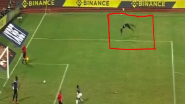 Herv&eacute; Koffi, c&eacute;l&egrave;bre la qualification pour les Quarts de finale de la CAN 2021 avec des acrobatie - Source : capture d'&eacute;cran, Twitter