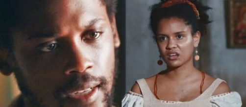 Guebo e Zayla em 'Nos Tempos do Imperador' (Fotomontagem/Reprodução/TV Globo)