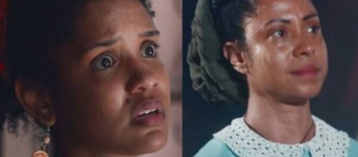 Zayla e Justina em 'Nos Tempos do Imperador' (Fotomontagem/Reprodução/TV Globo)
