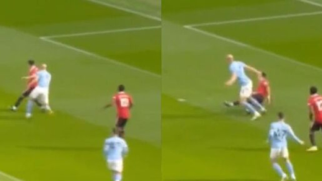 Haaland en feu face à Manchester United ce dimanche. (crédit Twitter)