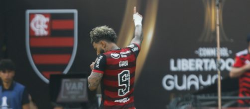 Gabi comemora quarto gol em três finais pelo Flamengo Foto: Marcelo Cortes / Flamengo