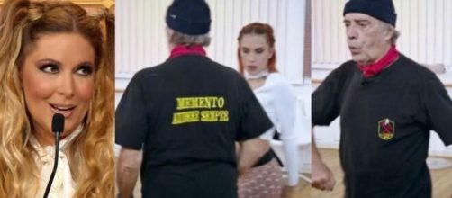 Ballando con le Stelle: Enrico Montesano alle prove con una maglia di propaganda fascista.