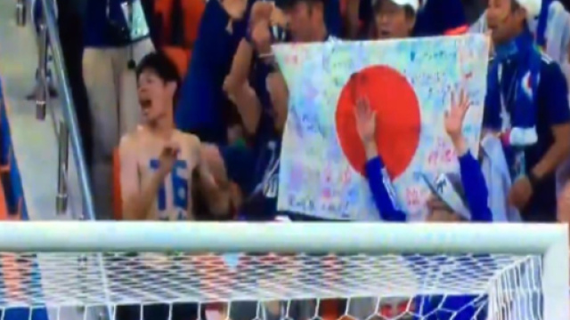 Les supporters du Japon étaient au rendez vous pour le match contre l'Allemagne Source : Capture Twitter