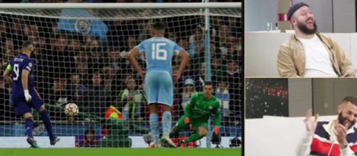 Karim Benzema raconte sa panenka contre Manchester City et part en fou rire (capture YouTube)