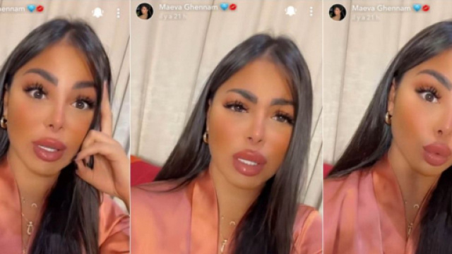 Maeva Ghennam prise &agrave; partie par un groupe de gar&ccedil;ons &agrave; Duba&iuml; pendant le match France - Maroc.