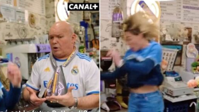 Laure Boulleau s'ambiance dans un bar avec des fans du Real Madrid, la vidéo buzze - Source : capture d’écran, Canal+