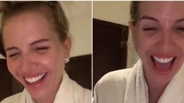 Jessica Thivenin en fou rire après avoir fait une blague à Thibault Garcia - Source : Montage Snapchat
