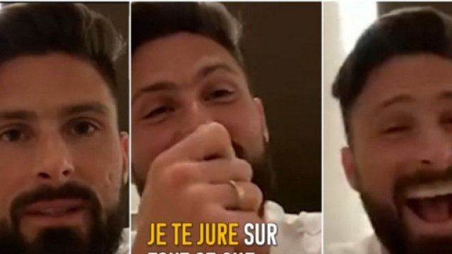 La r&eacute;action '&eacute;norme' d'Olivier Giroud apr&egrave;s une question sur Karim Benzema (capture YouTube)