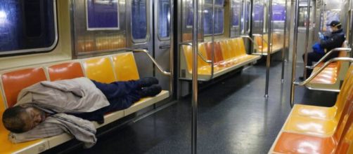 Homeless population a growing health issue in New York City's subway system. [Image source/CBS News YouTube video]