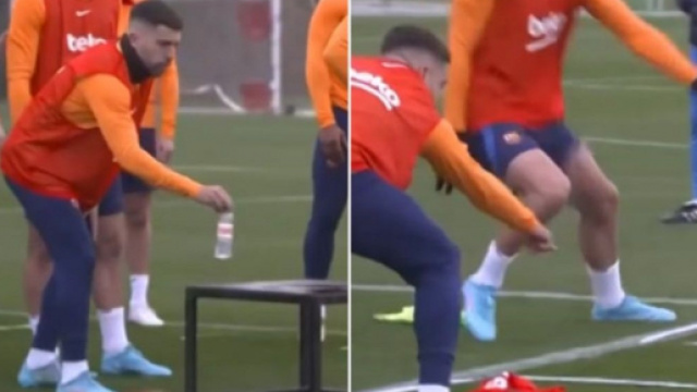 L'entrainement 'f&ecirc;te foraine' des joueurs du Bar&ccedil;a fait beaucoup parler (capture YouTube)