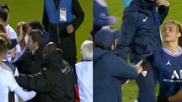 Bagarre pendant le match entre le PSG et S&eacute;ville en Youth League. (cr&eacute;dit Twitter)