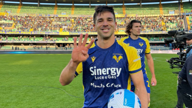 Giovanni Simeone, attaccante del Verona, in prestito dal Cagliari.
