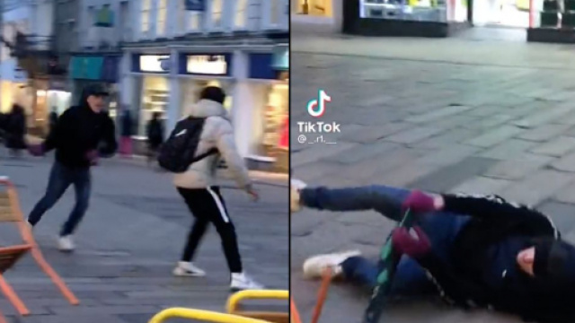 Un individu ressemblant à Thomas Tuchel dans une altercation dans la rue. (crédit capture)