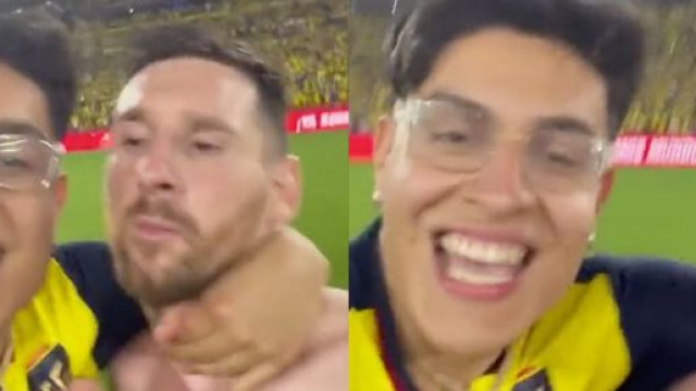 Leo Messi pris &agrave; partie par un fan avec l'Argentine. (cr&eacute;dit Instagram)