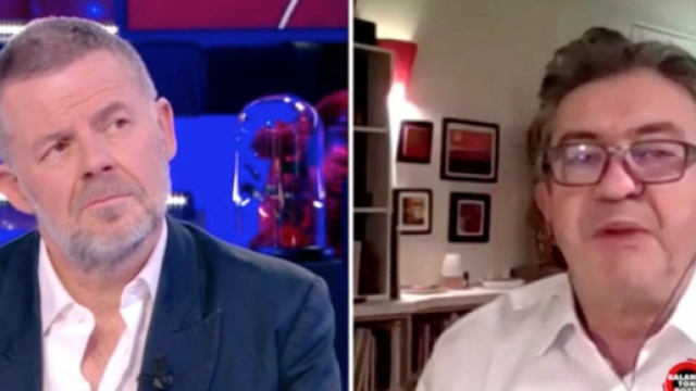 Éric Naulleau et le représentant de la France Insoumise Jean-Luc Mélenchon se clashent dans TPMP. Source : capture d’écran C8.