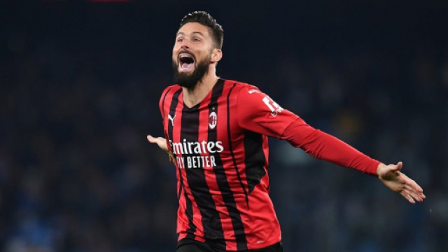 Olivier Giroud match winner di Napoli - Milan. Foto di: acmilan.com