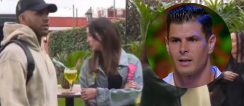 Alejandro Nieto visiblemente celoso al ver a Yulen Pereira hablar con Tania - Collage captura Telecinco