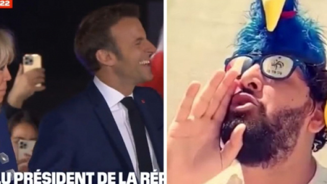 Mohamed Henni repris dans la foule par des fans à lui pendant le discours du chef de l'Etat. (crédit Twitter)