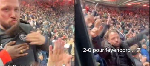 Un fan du Feyenoord a voulu chambrer le kop marseillais ce jeudi soir. (crédit Twitter)