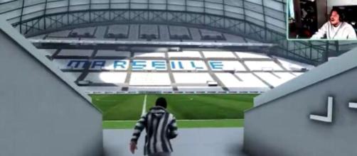 Un internaute devient hystérique en rentrant dans le Stade Vélodrome dans GTA (capture YouTube)