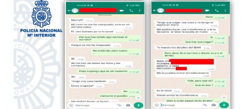 La Policía Nacional compartió las capturas de pantalla de una conversación de WhatsApp entre un estafador y su víctima (RR. SS.)