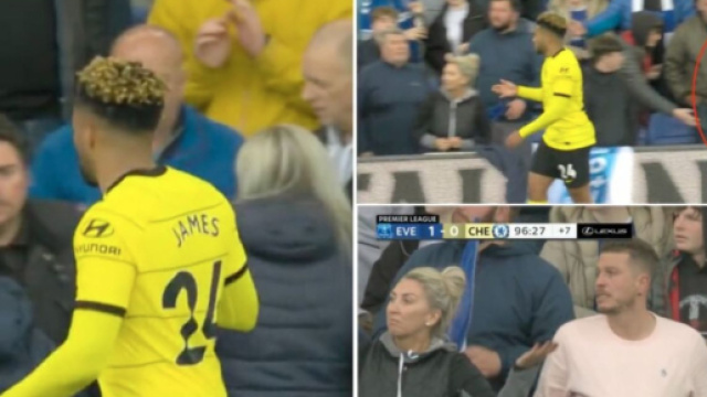 Reece James empêché de jouer une touche en fin de match face à Everton. (crédit Give me sport)