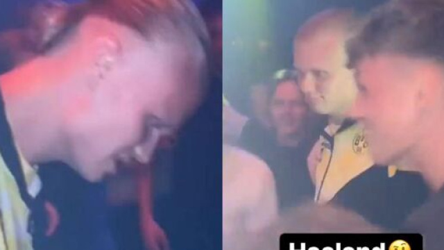 Haaland en boite de nuit avec le surv&ecirc;tement de Dortmund. (cr&eacute;dit Twitter)